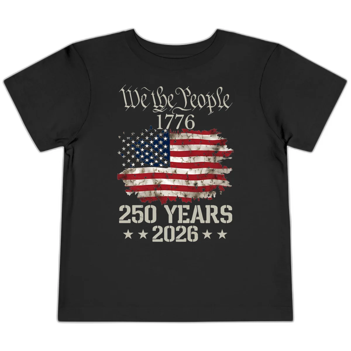 We The People 1776 Distressed Flag Toddler T-Shirt in Black