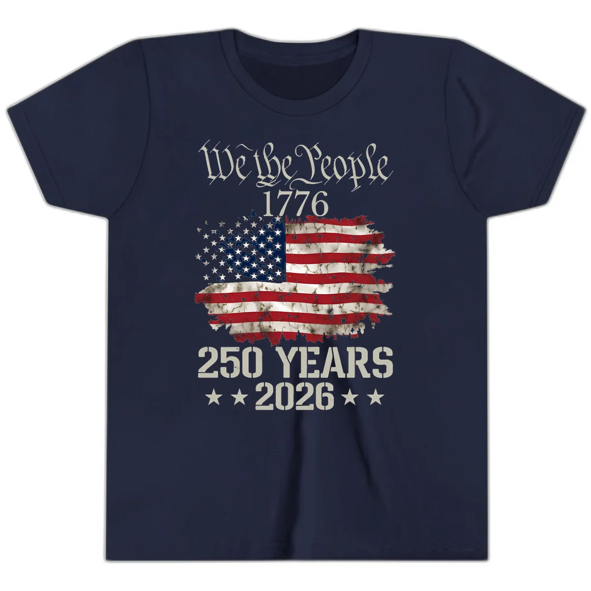 We The People 1776 Distressed Flag Youth T-Shirt in Navy