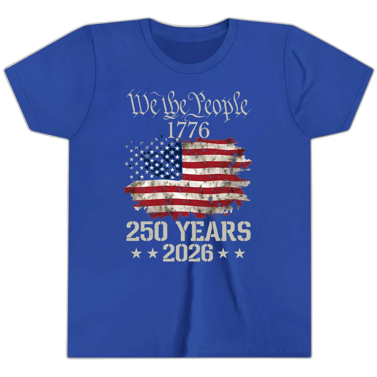 We The People 1776 Distressed Flag Youth T-Shirt in True Royal