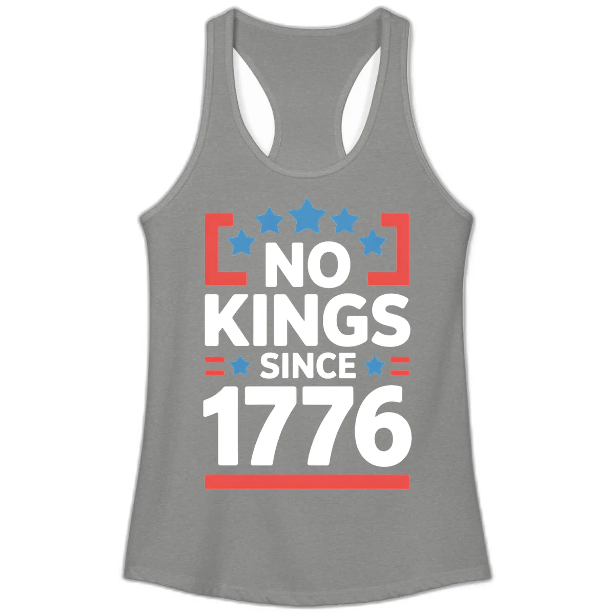 No Kings Since 1776 Ladies Tank in Heather Grey