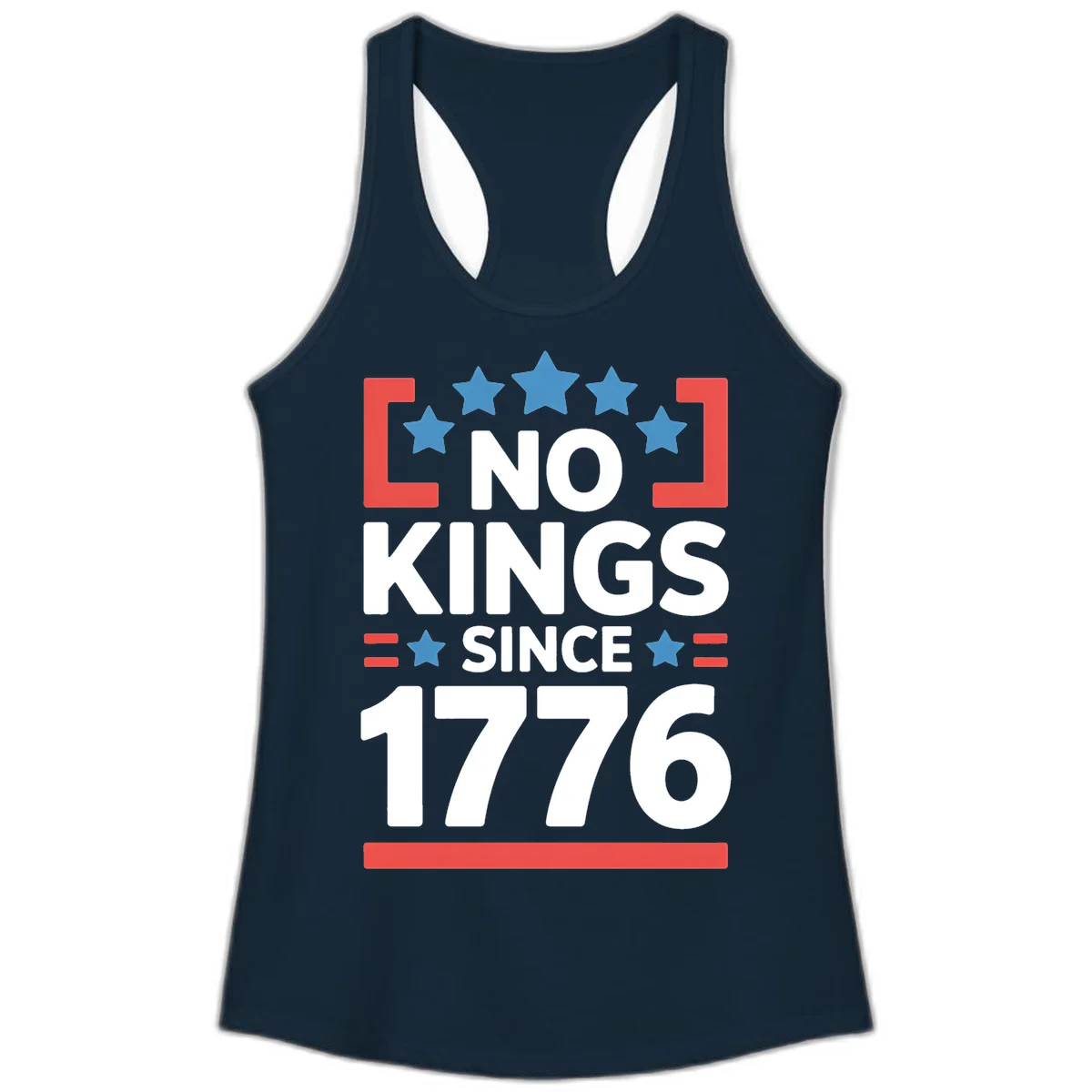 No Kings Since 1776 Ladies Tank in Solid Midnight Navy