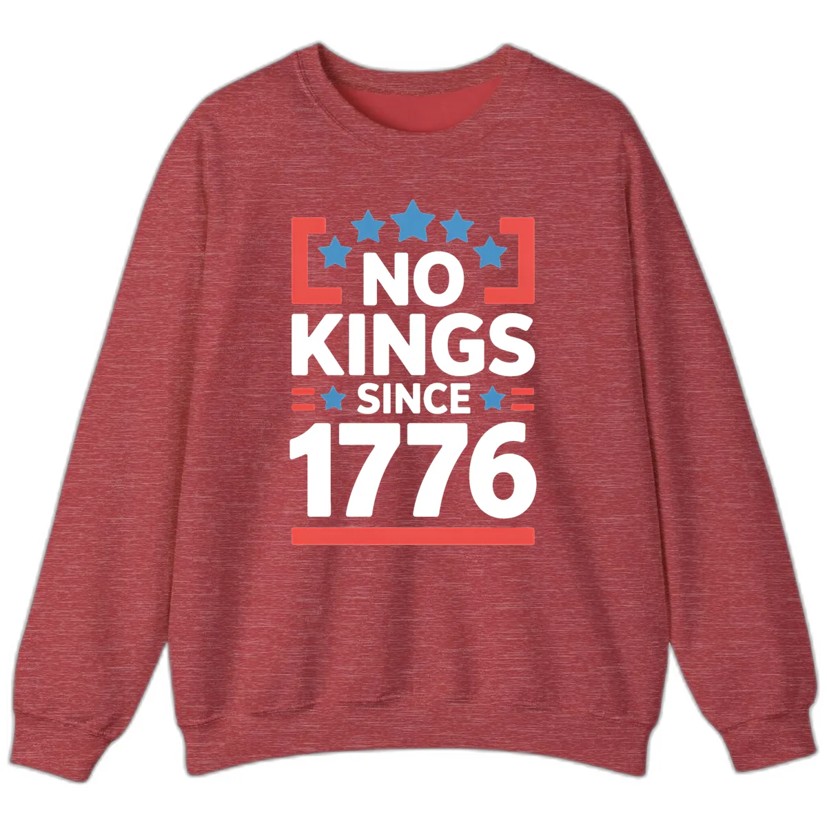 No Kings Since 1776 Patriotic Celebration Sweatshirt in Heather Scarlet Red
