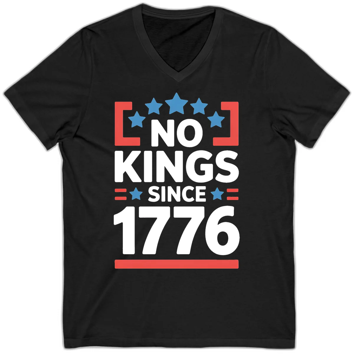 No Kings Since 1776 V-Neck in Black