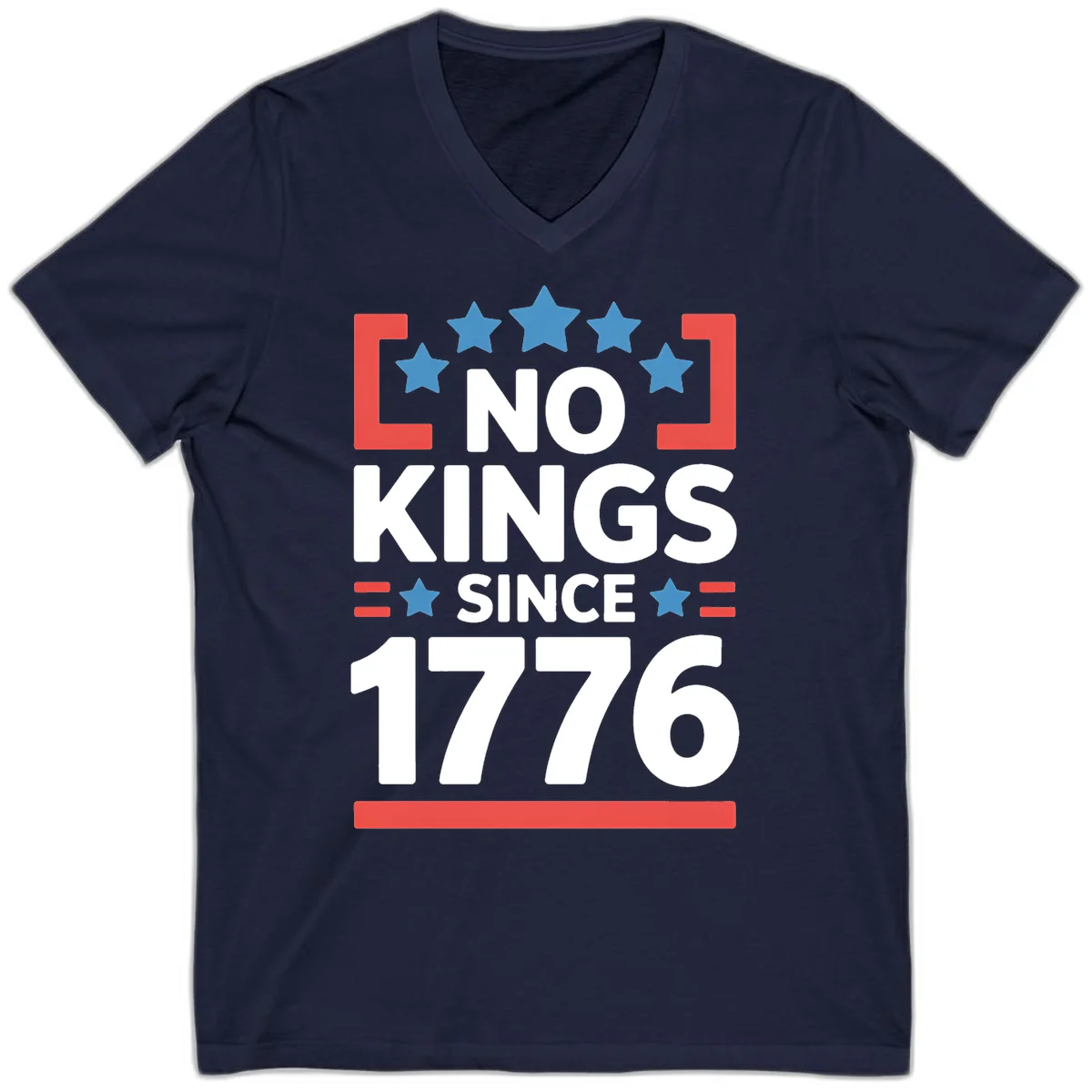 No Kings Since 1776 V-Neck in Navy