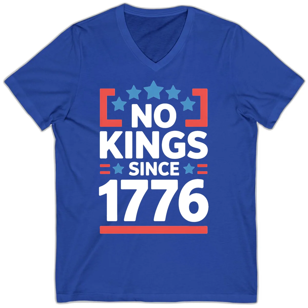No Kings Since 1776 V-Neck in True Royal