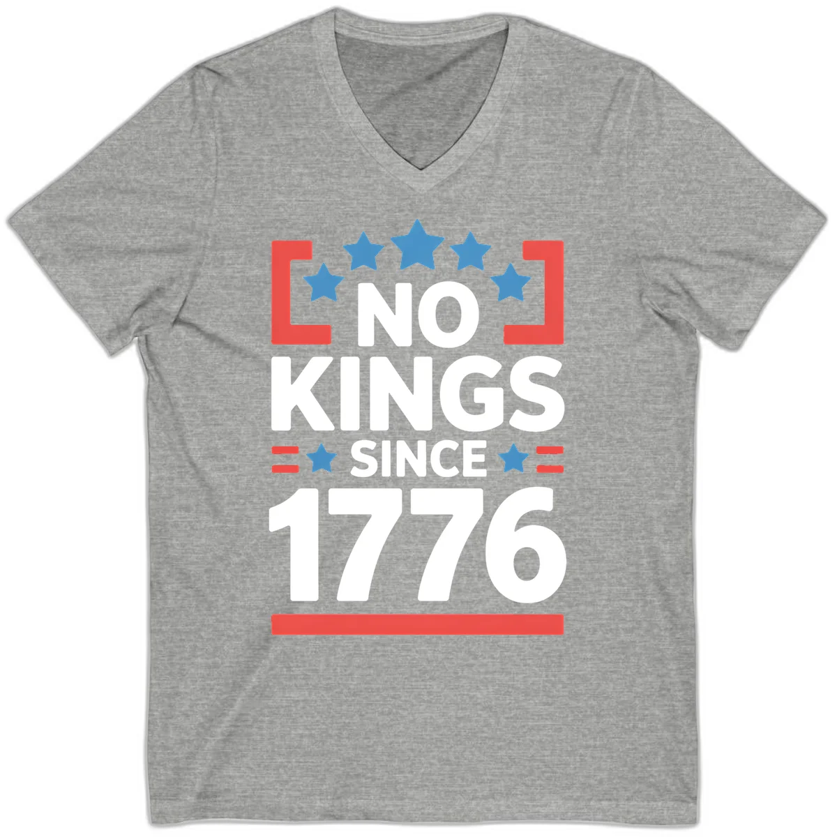 No Kings Since 1776 V-Neck in Athletic Heather