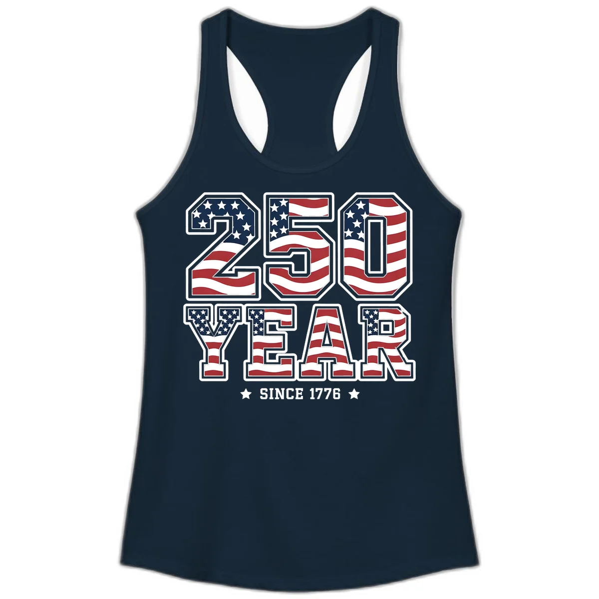 America's 250th Celebration Heritage Ladies Tank in Solid Midnight Navy