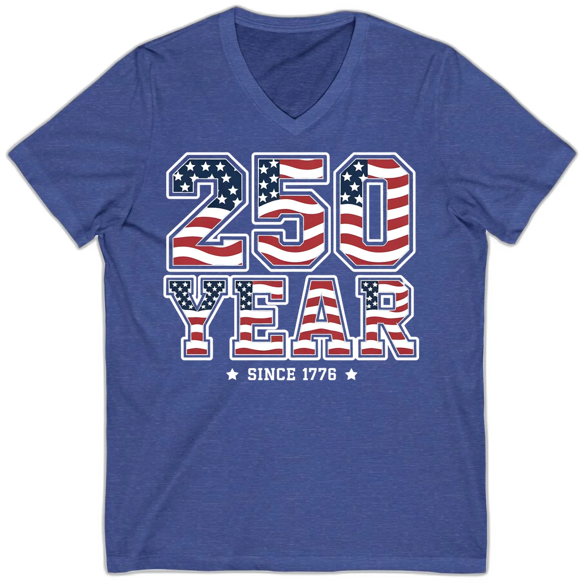 America's 250th Celebration Heritage V-Neck in Heather True Royal