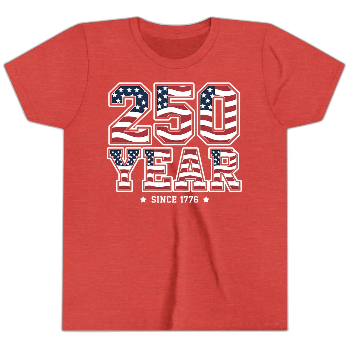 America's 250th Celebration Heritage Design Youth T-Shirt in Heather Red