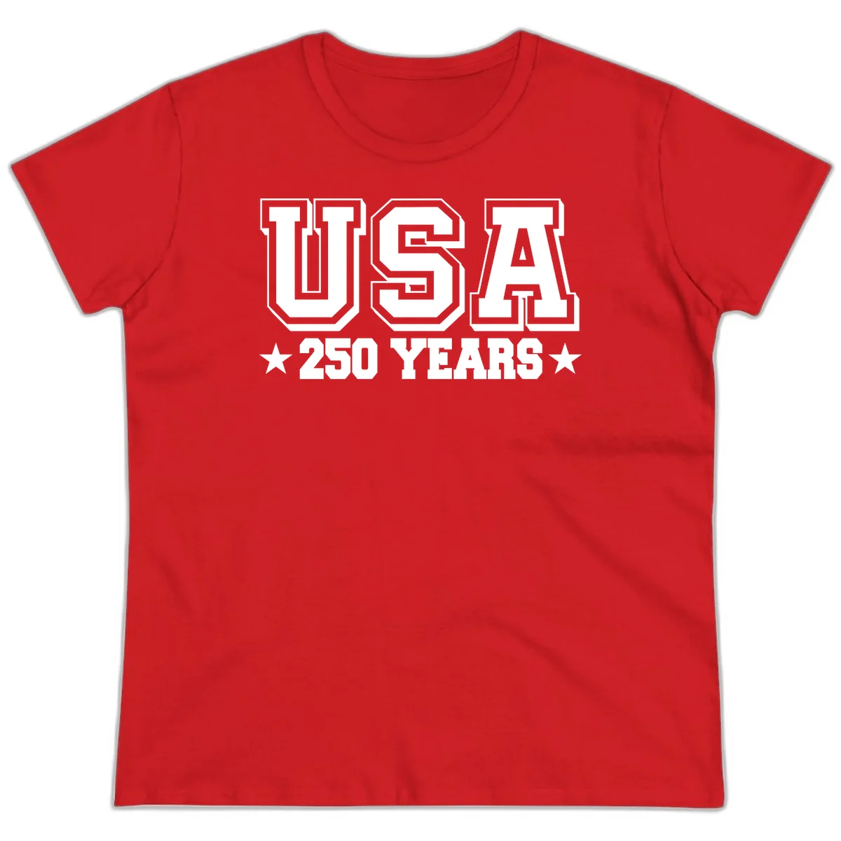 America's 250th Anniversary Commemorative Design Ladies Tee in Red