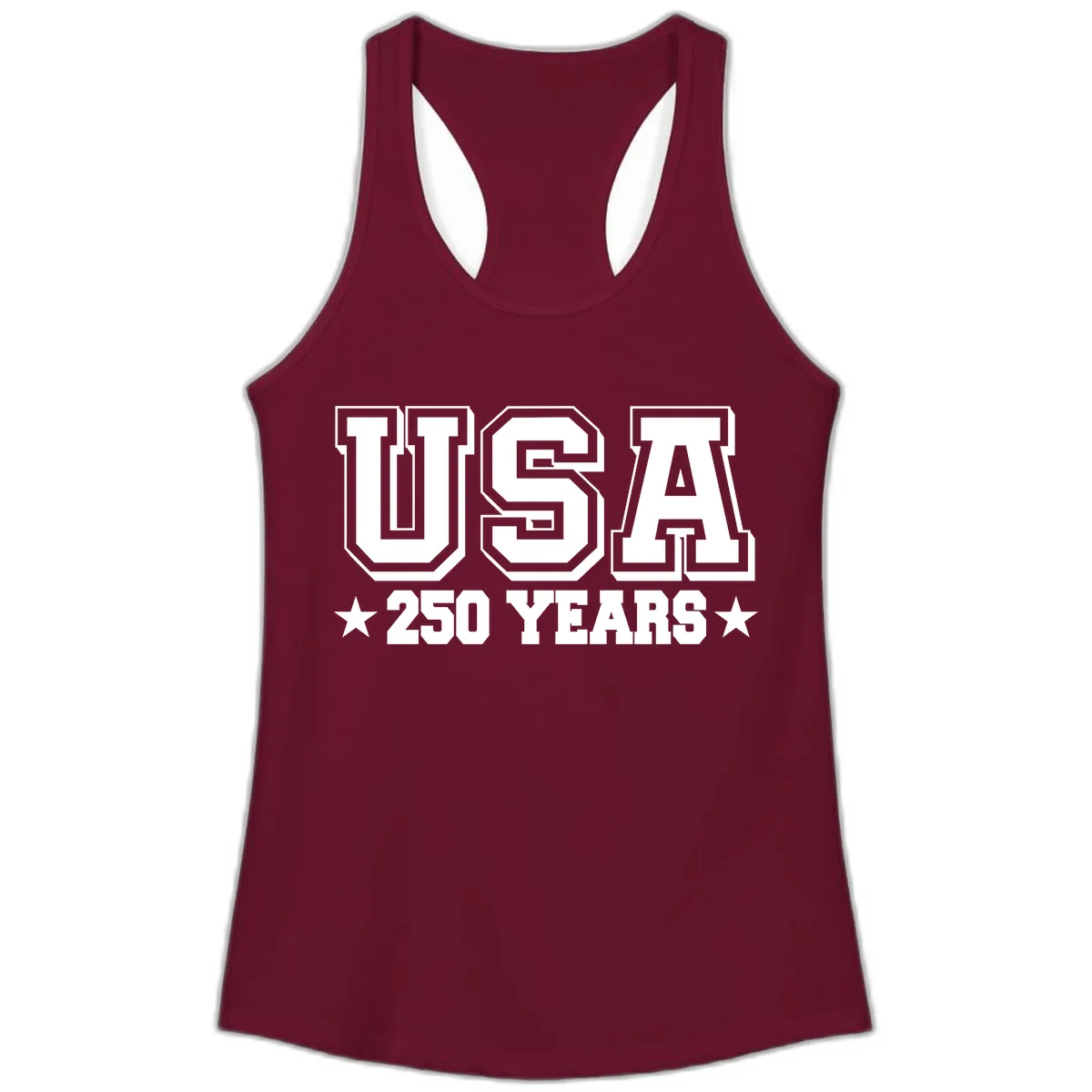 America's 250th Anniversary Commemorative Design Ladies Tank in Solid Cardinal Red
