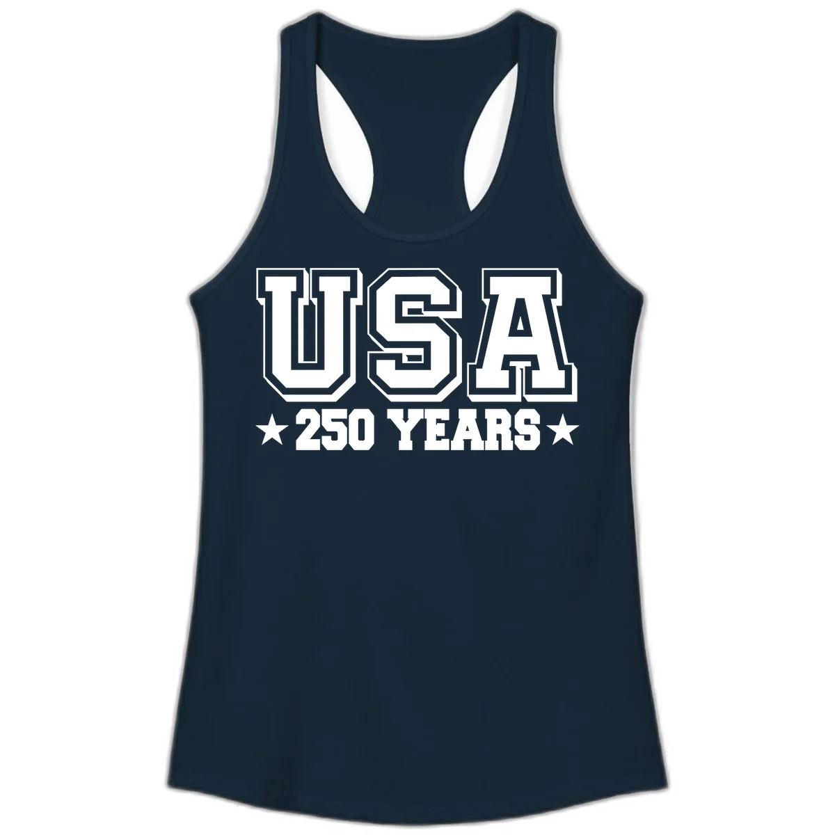 America's 250th Anniversary Commemorative Design Ladies Tank in Solid Midnight Navy