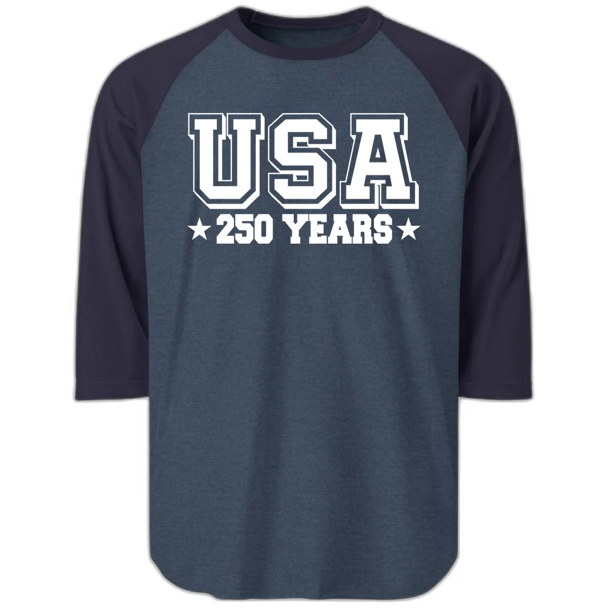 America's 250th Anniversary Commemorative Design Raglan 3/4 in Heather Denim Navy