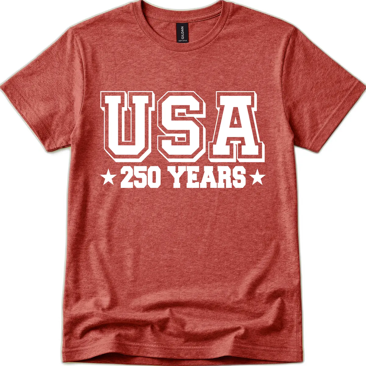 America's 250th Anniversary Commemorative Design T-Shirt in Heather Cardinal