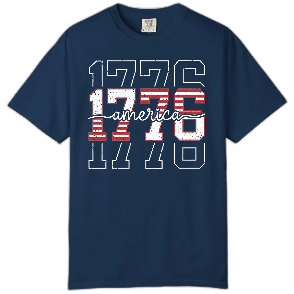 Distressed 1776 Patriotic Heritage Comfort Color in Navy