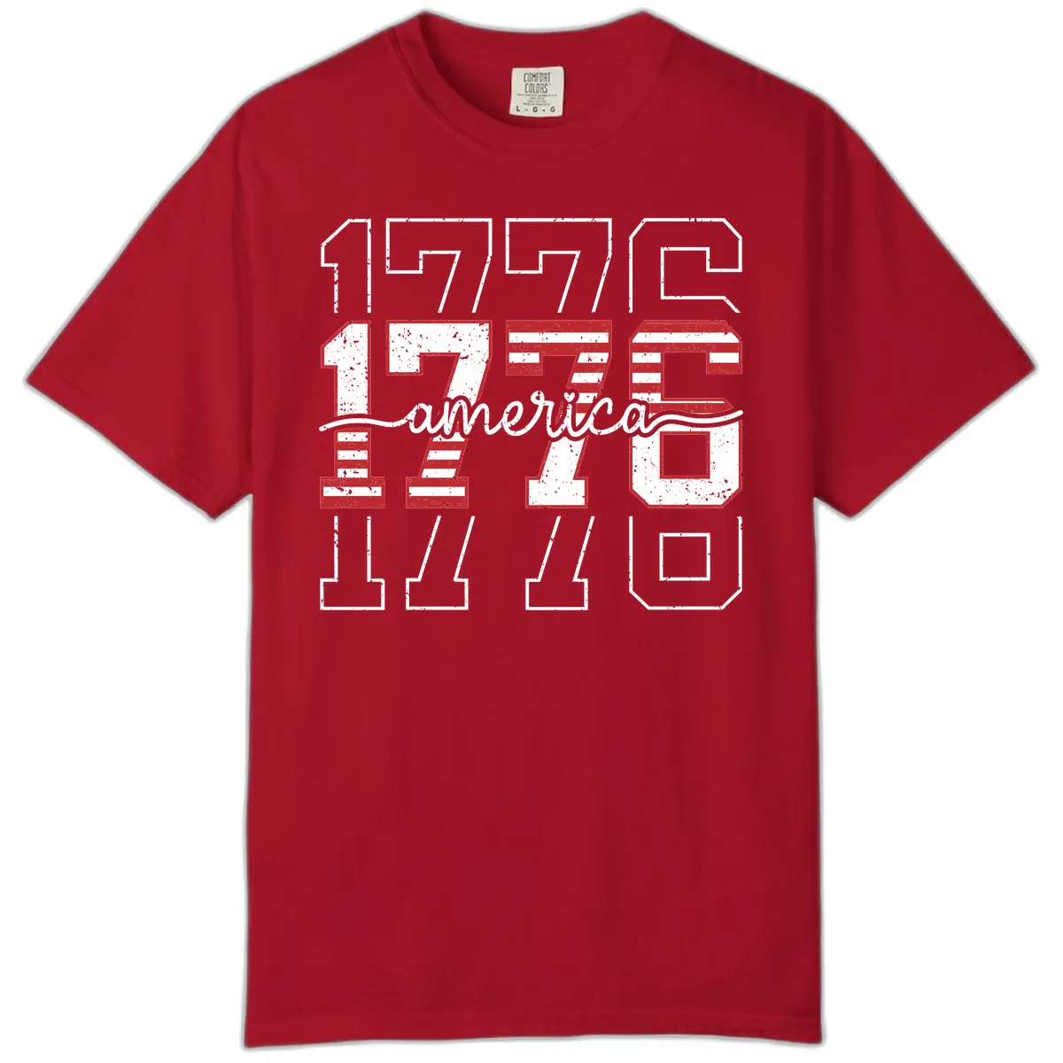 Distressed 1776 Patriotic Heritage Year Comfort Color in Red