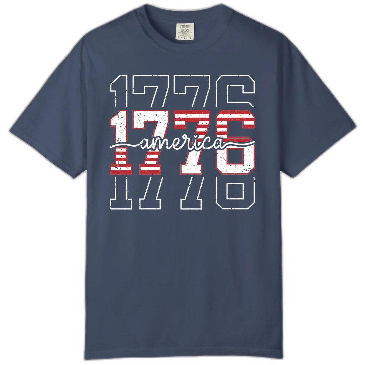 Distressed 1776 Patriotic Heritage Comfort Color in Midnight