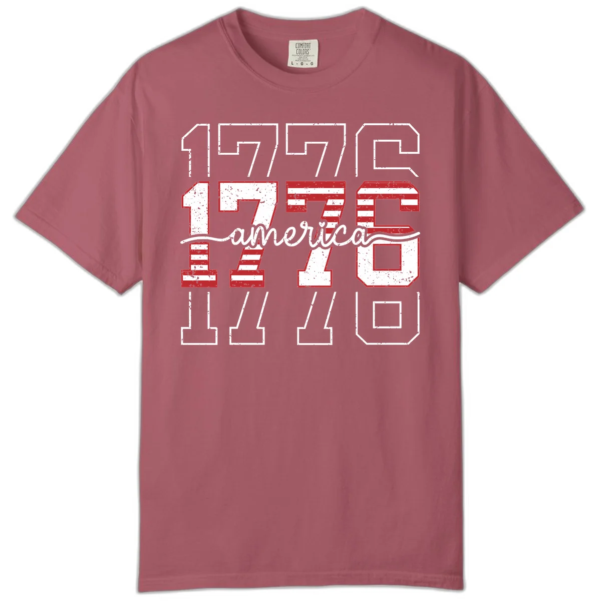 Distressed 1776 Patriotic Heritage Comfort Color in Crimson