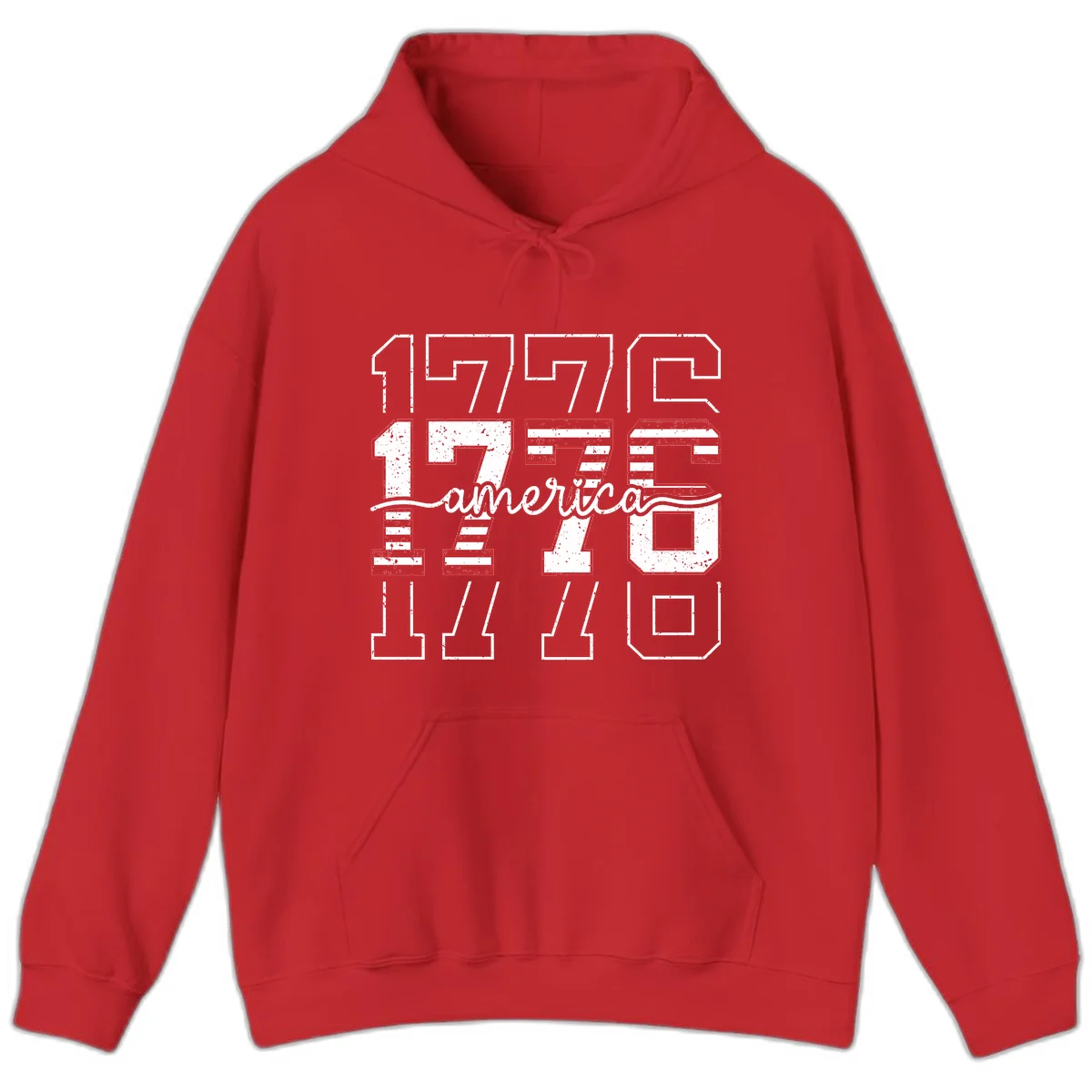 Distressed 1776 Patriotic Heritage Hoodie in Red