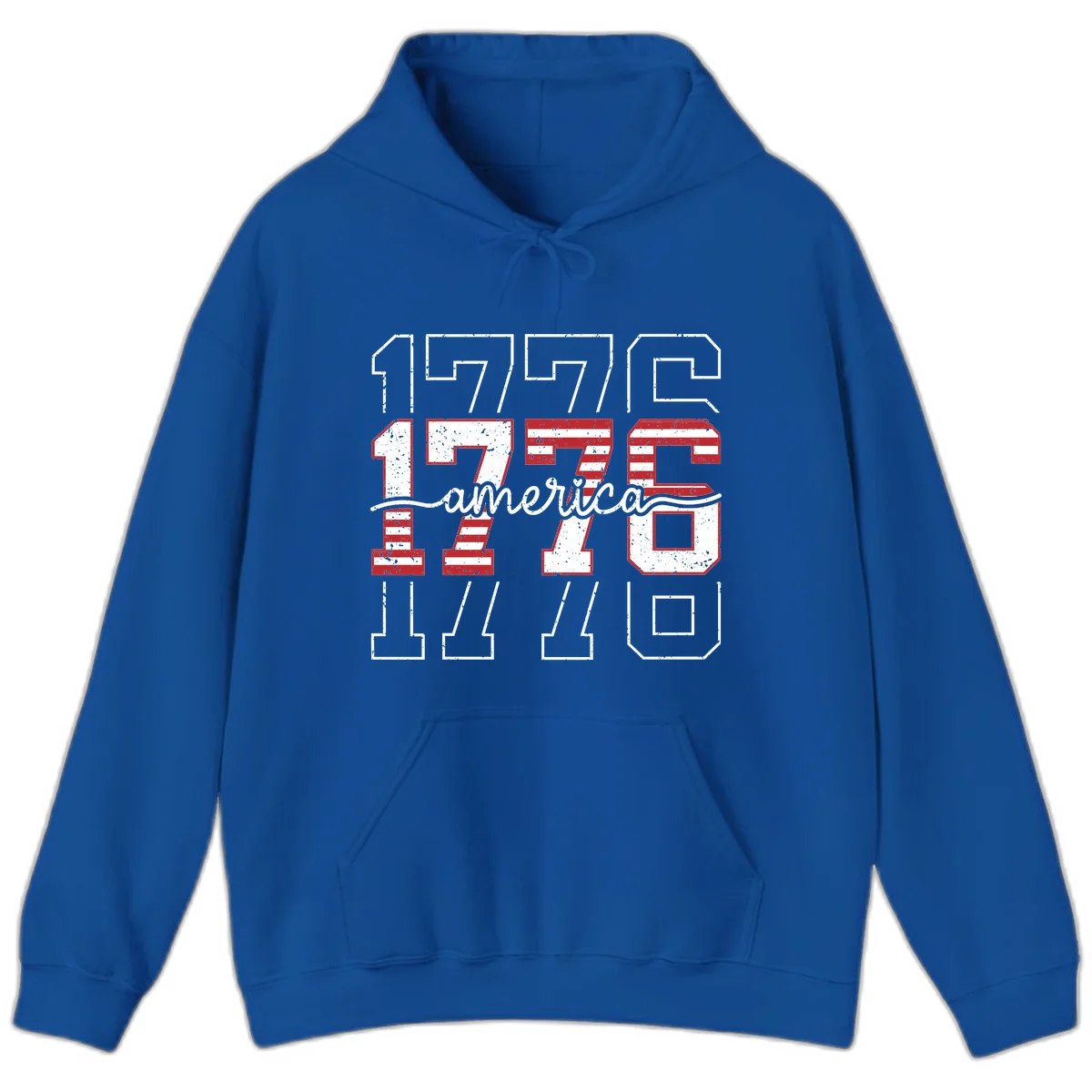 Distressed 1776 Patriotic Heritage Hoodie in Royal