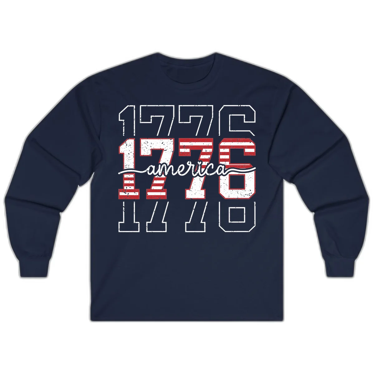 Distressed 1776 Patriotic Heritage Long Sleeve in Navy