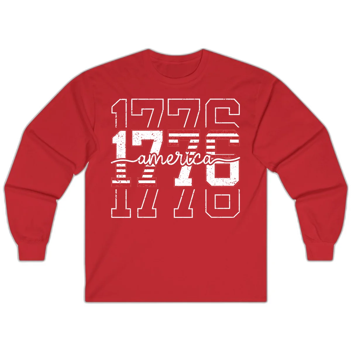Distressed 1776 Patriotic Heritage Long Sleeve in Red