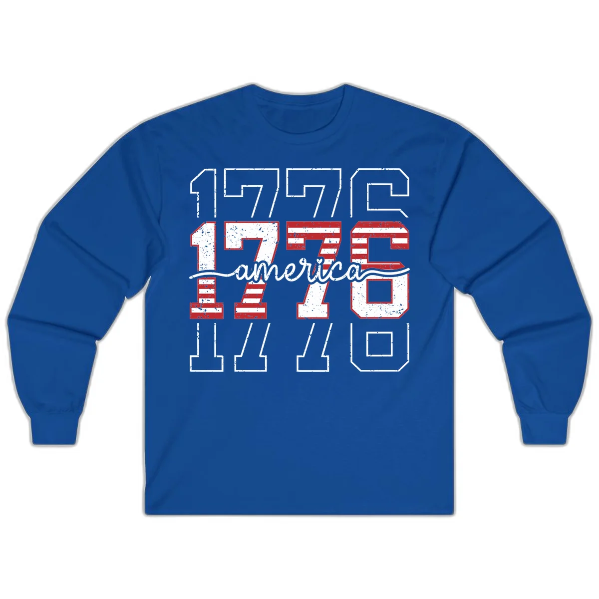 Distressed 1776 Patriotic Heritage Long Sleeve in Royal