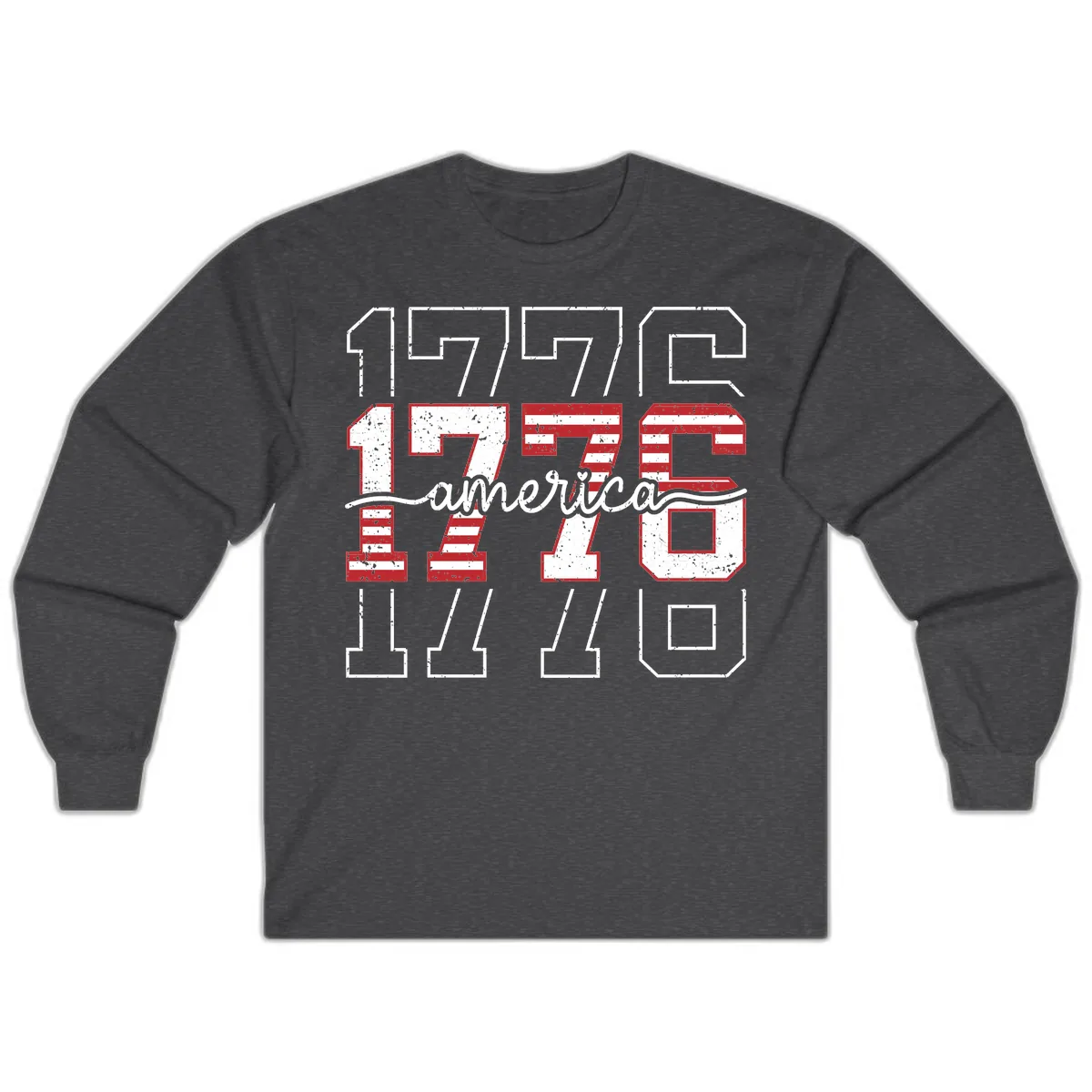 Distressed 1776 Patriotic Heritage Year Long Sleeve in Dark Heather