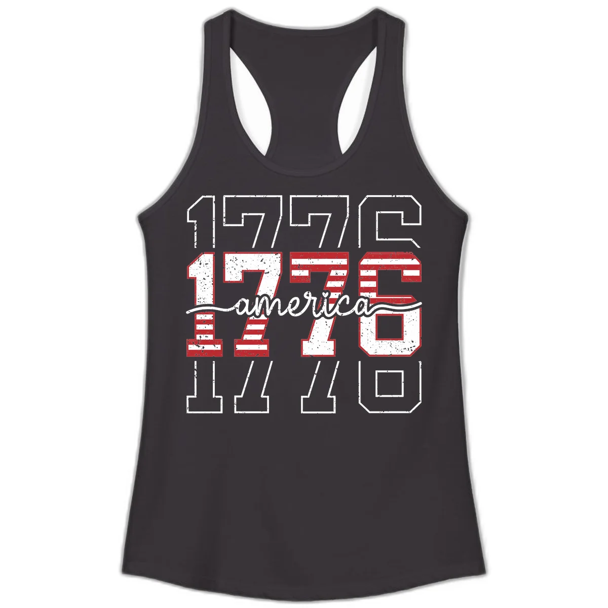 Distressed 1776 Patriotic Heritage Ladies Tank in Black