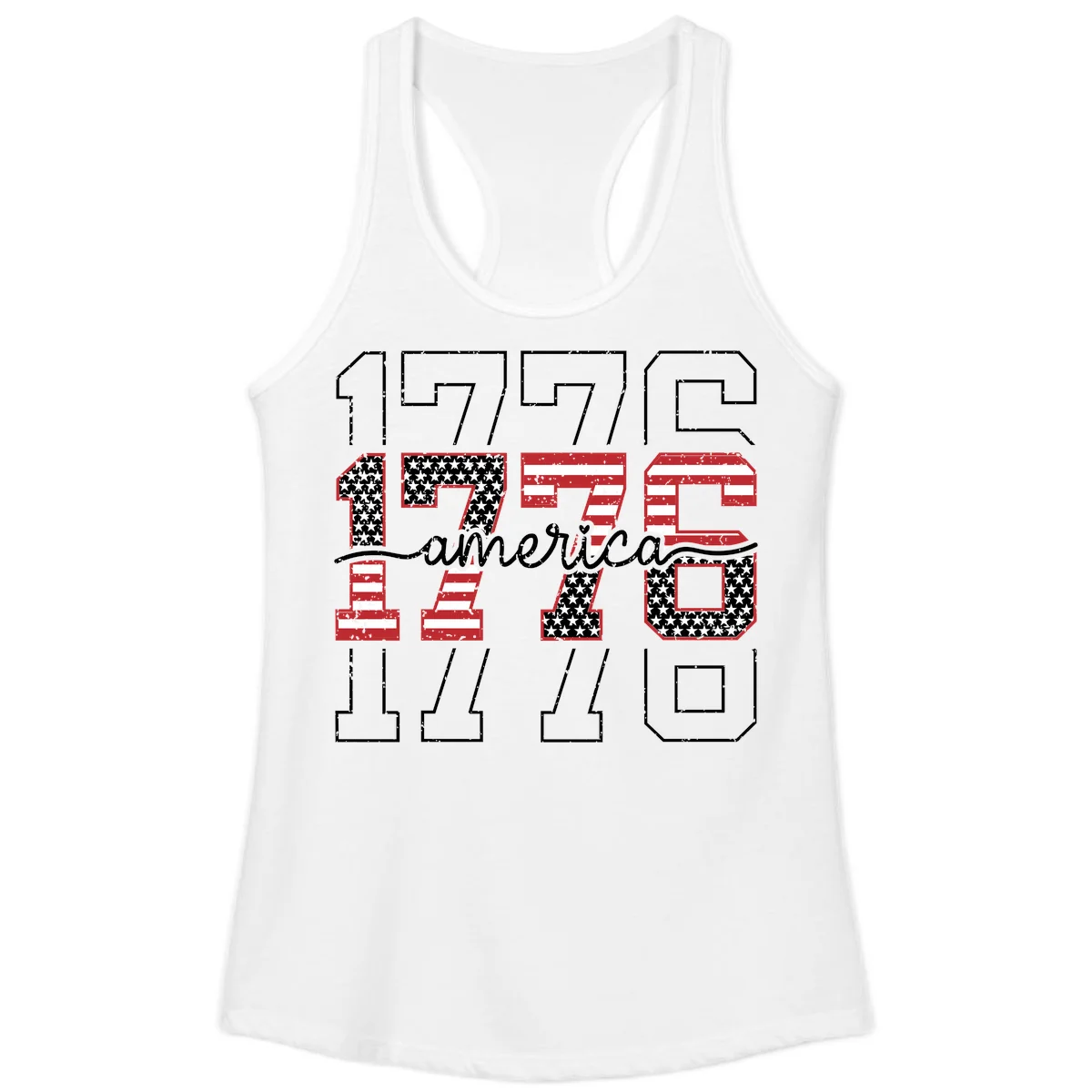 Distressed 1776 Patriotic Heritage Ladies Tank in White