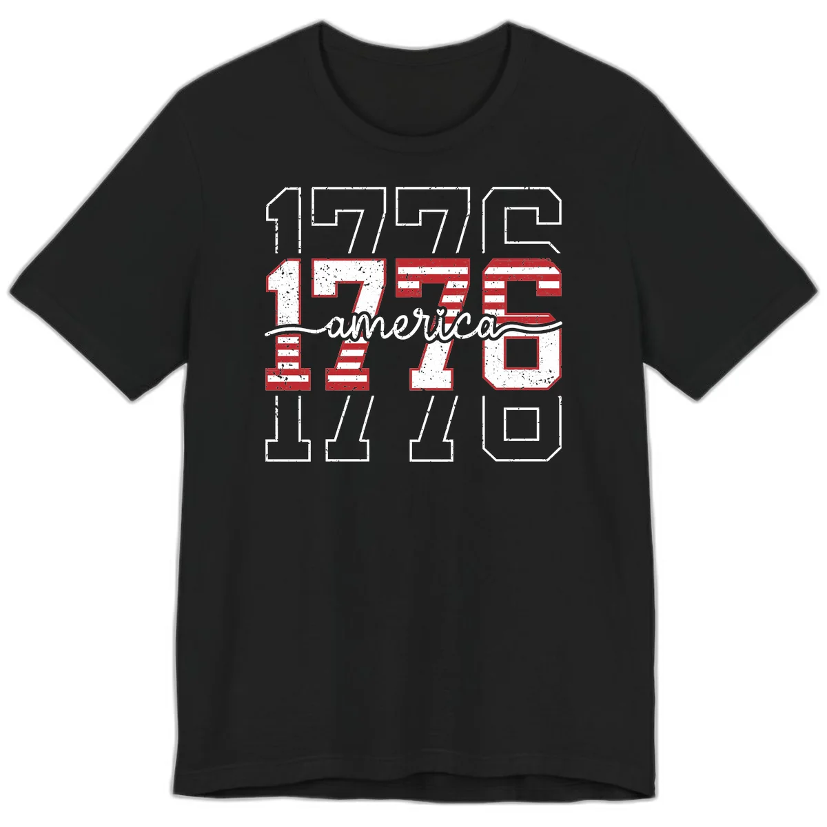 Distressed 1776 Patriotic Heritage Premium T-Shirt in Black