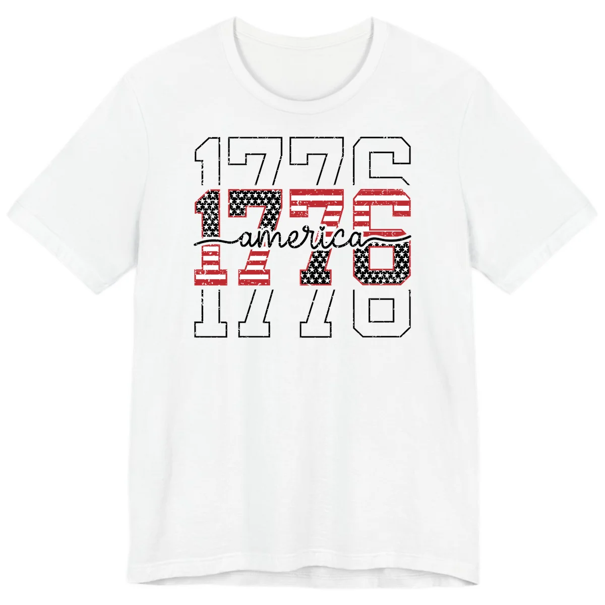 Distressed 1776 Patriotic Heritage Premium T-Shirt in White