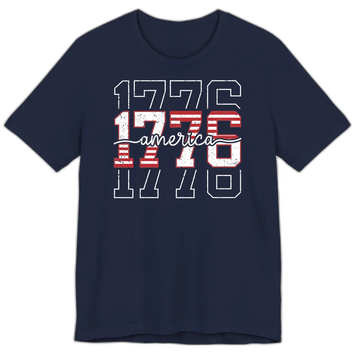 Distressed 1776 Patriotic Heritage Premium T-Shirt in Navy