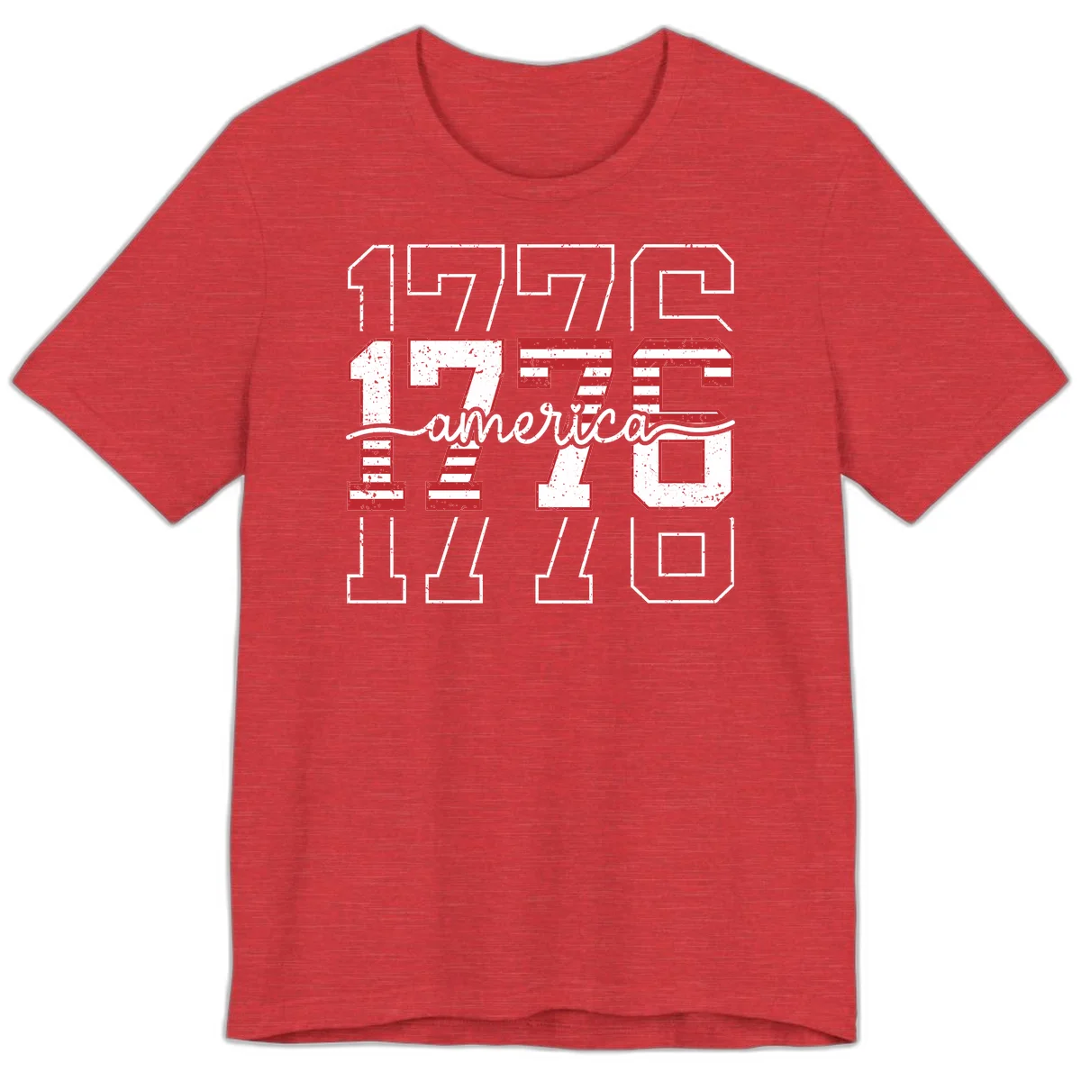 Distressed 1776 Patriotic Heritage Premium T-Shirt in Heather Red