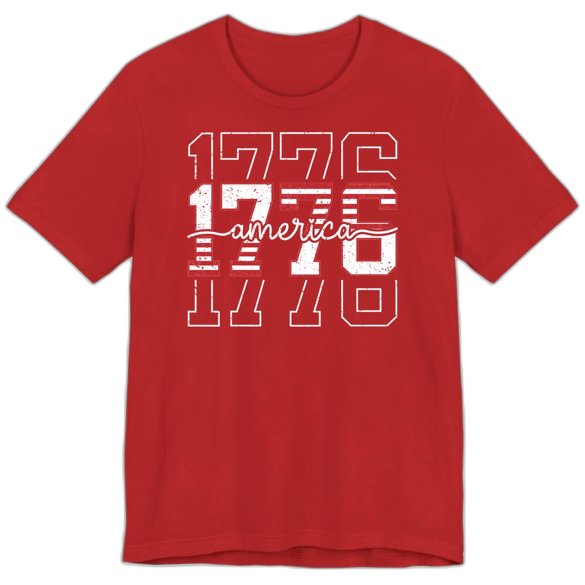 Distressed 1776 Patriotic Heritage Premium T-Shirt in Red
