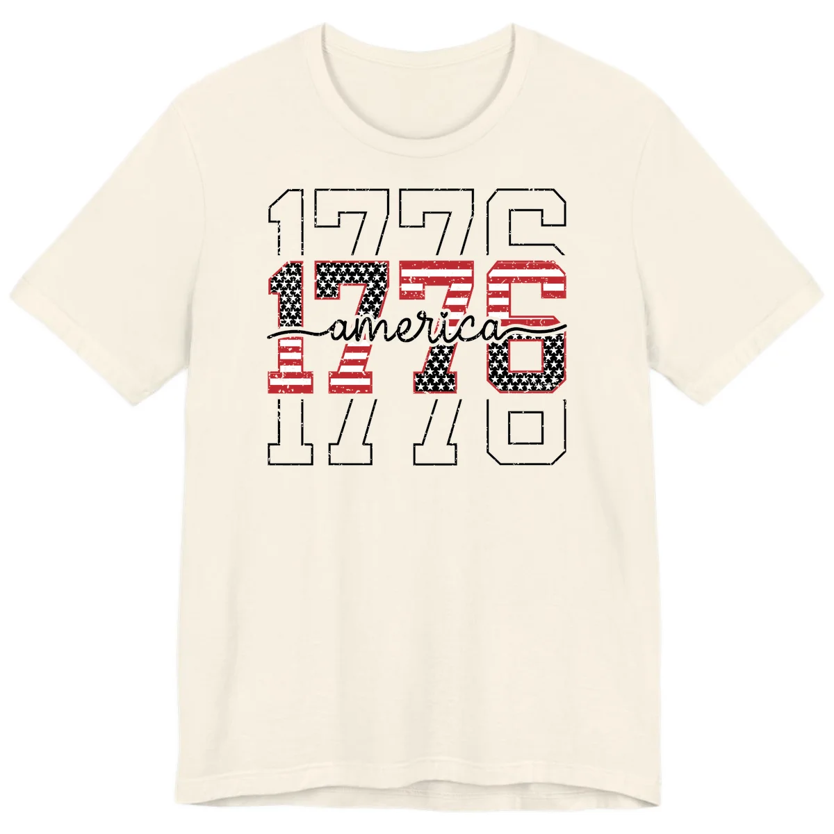 Distressed 1776 Patriotic Heritage Premium T-Shirt in Natural