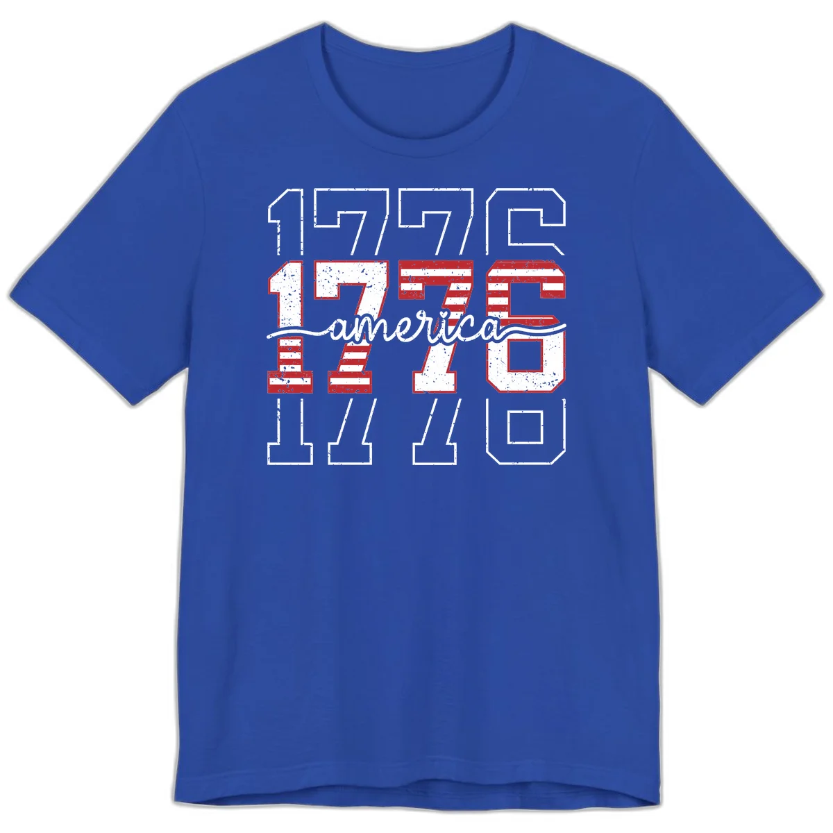 Distressed 1776 Patriotic Heritage Premium T-Shirt in True Royal