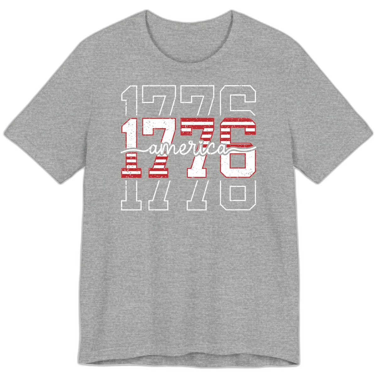 Distressed 1776 Patriotic Heritage Premium T-Shirt in Athletic Heather