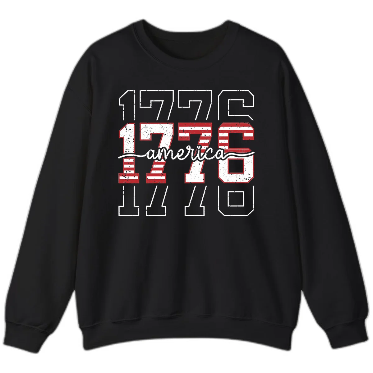 Distressed 1776 Patriotic Heritage Sweatshirt in Black
