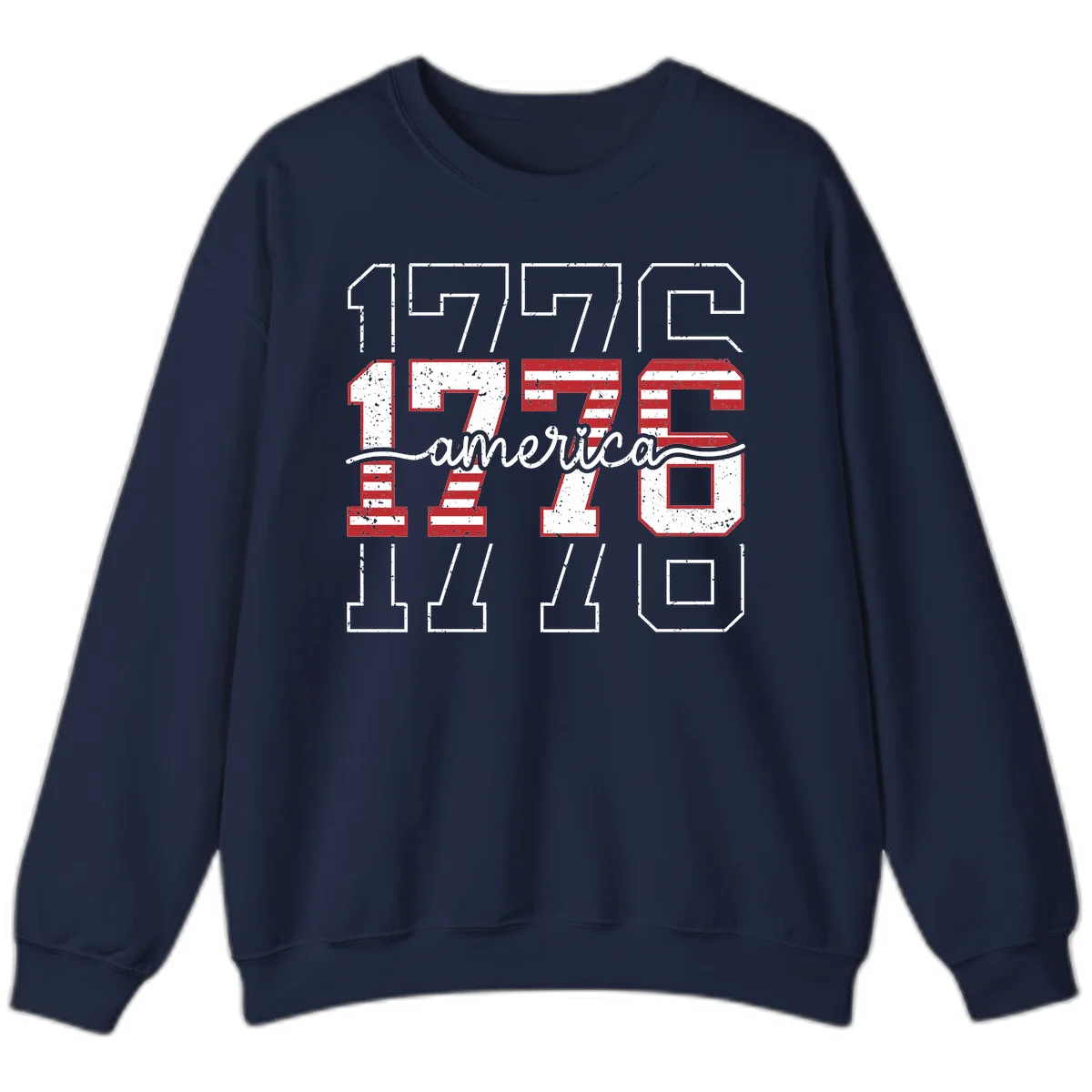 Distressed 1776 Patriotic Heritage Sweatshirt in Navy