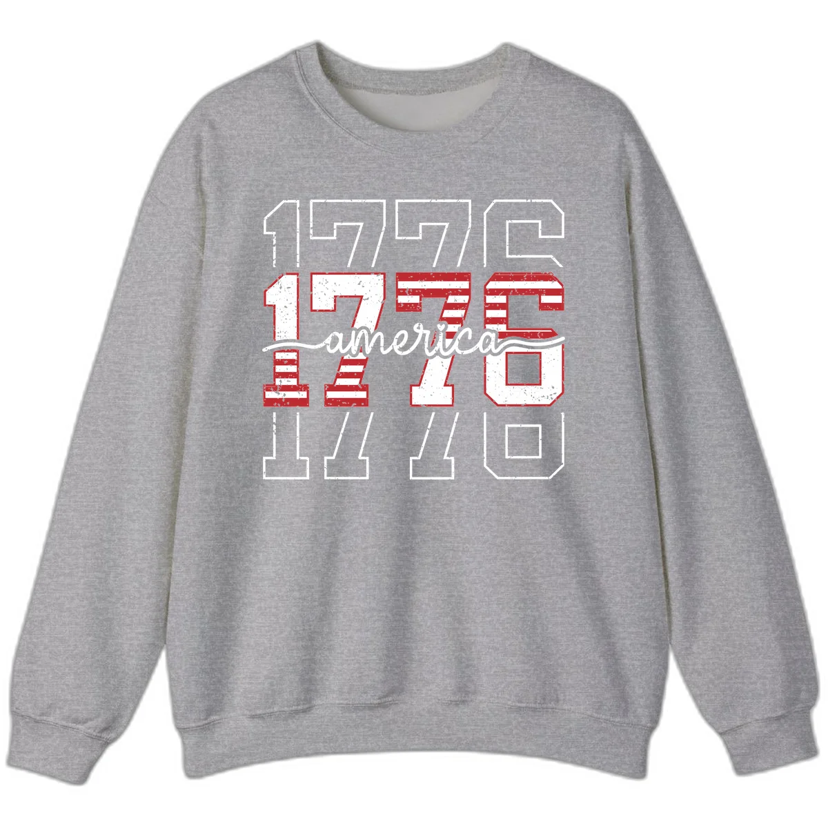 Distressed 1776 Patriotic Heritage Sweatshirt in Sport Grey