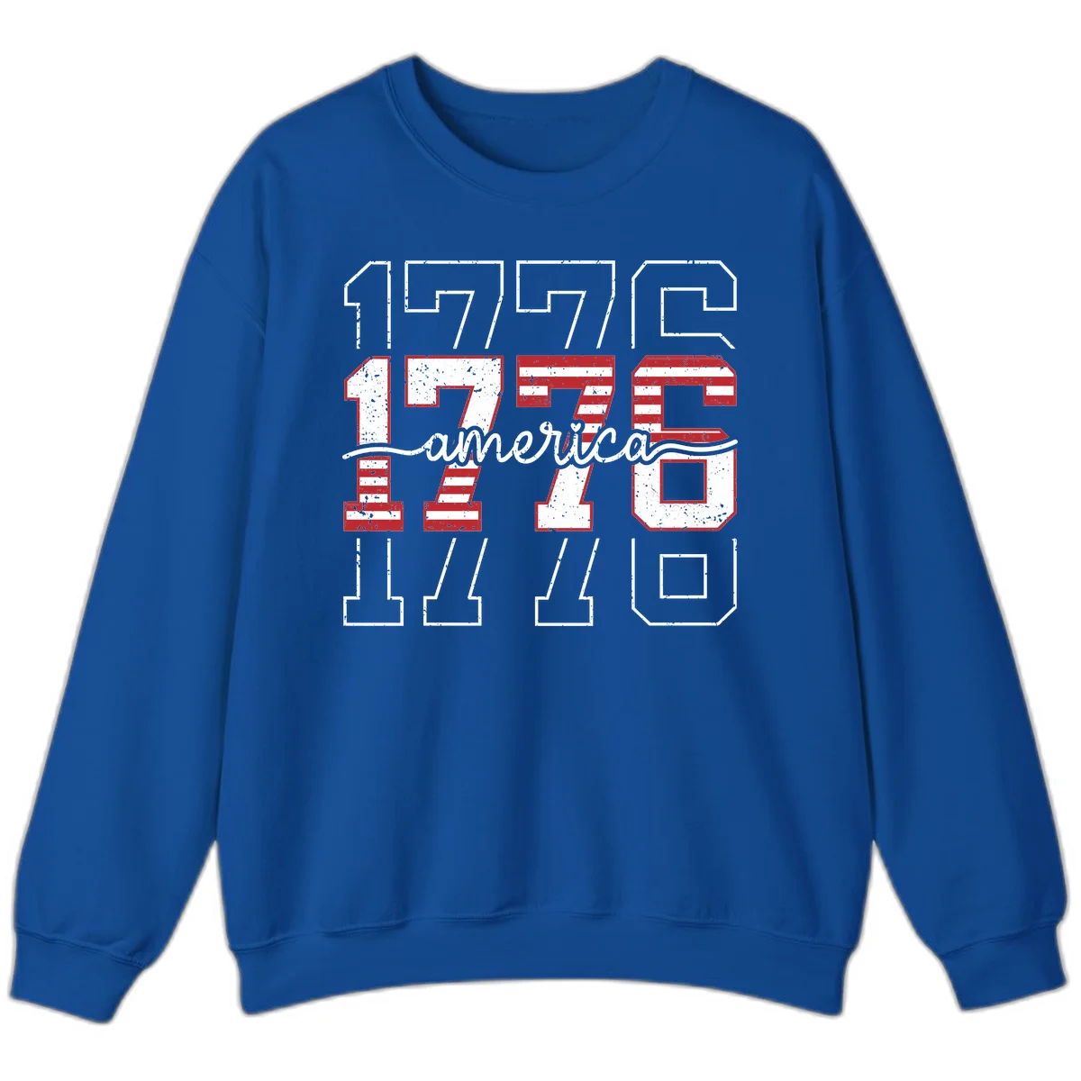 Distressed 1776 Patriotic Heritage Sweatshirt in Royal