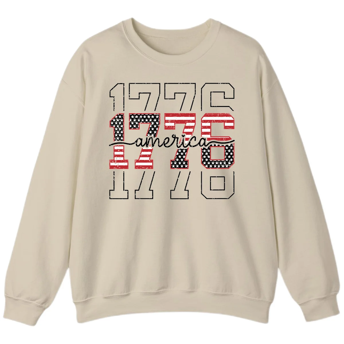 Distressed 1776 Patriotic Heritage Sweatshirt in Sand