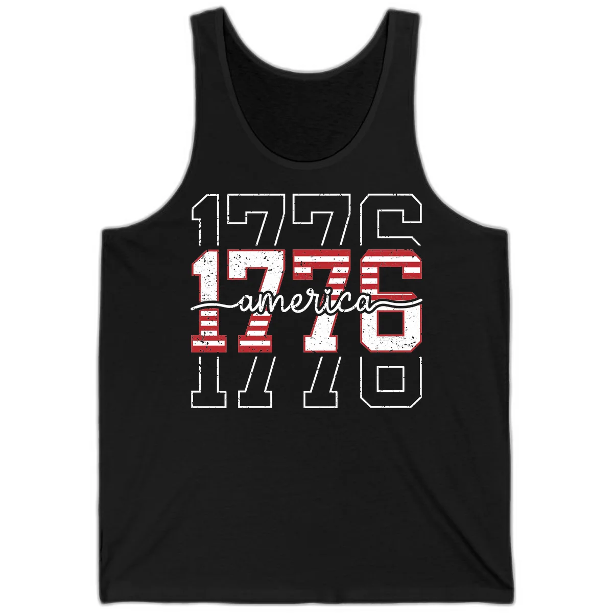 Distressed 1776 Patriotic Heritage Tank in Black