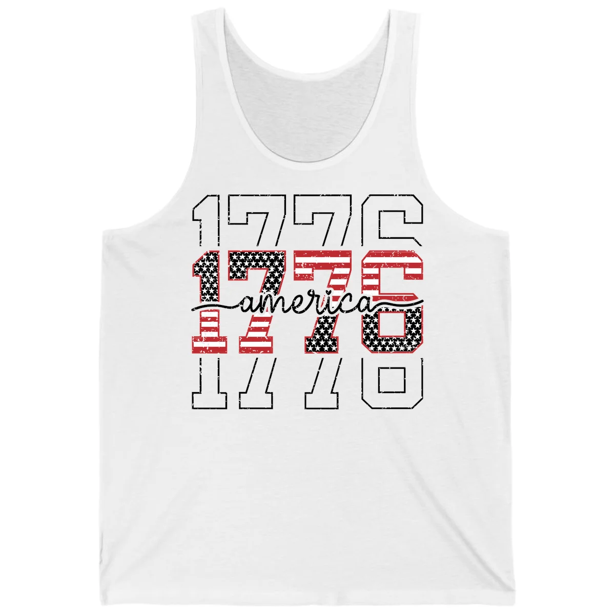 Distressed 1776 Patriotic Heritage Tank in White