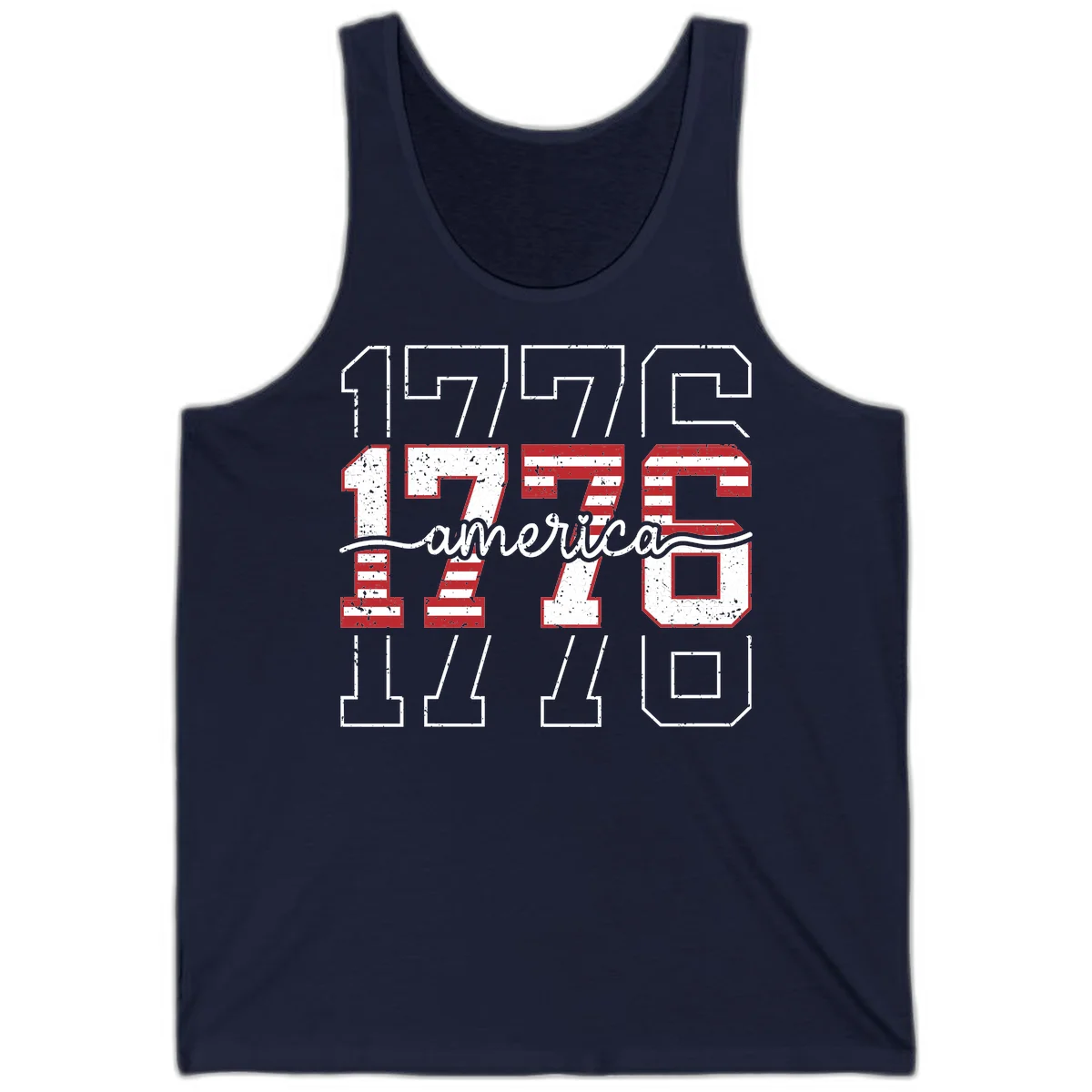 Distressed 1776 Patriotic Heritage Tank in Navy