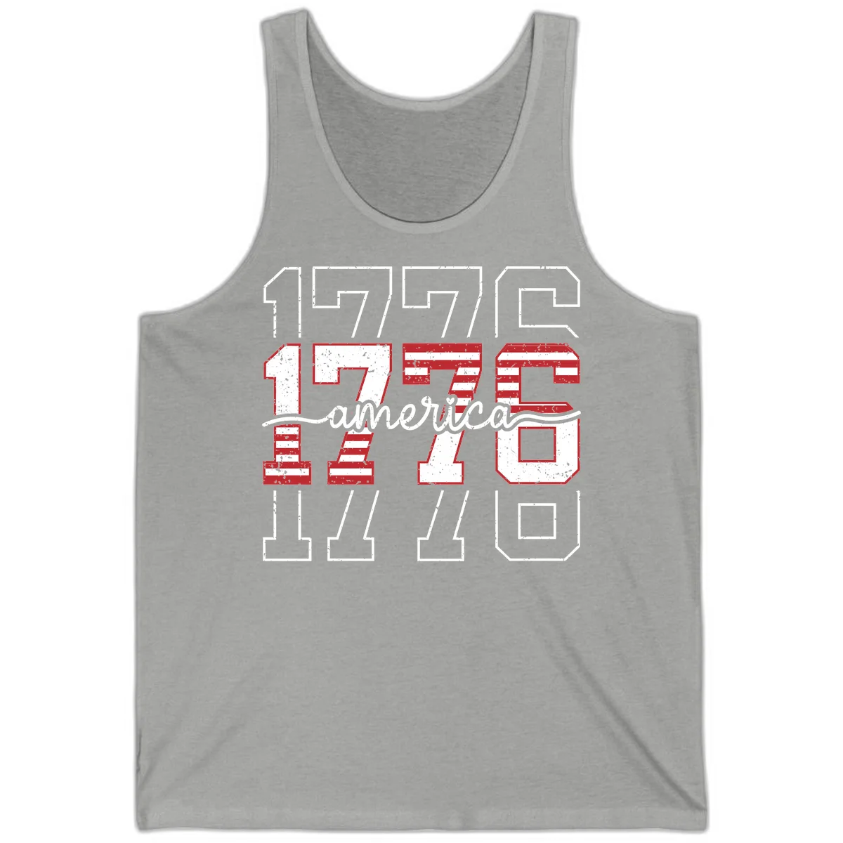 Distressed 1776 Patriotic Heritage Tank in Athletic Heather