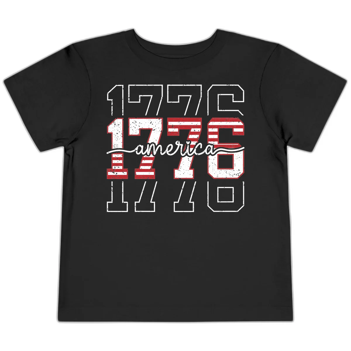 Distressed 1776 Patriotic Heritage Toddler T-Shirt in Black