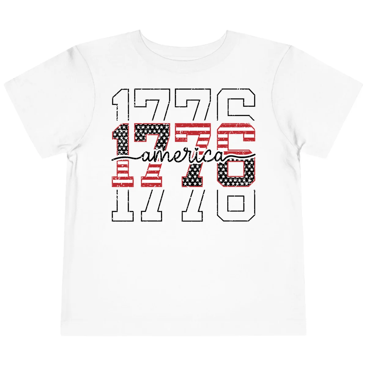 Distressed 1776 Patriotic Heritage Toddler T-Shirt in White