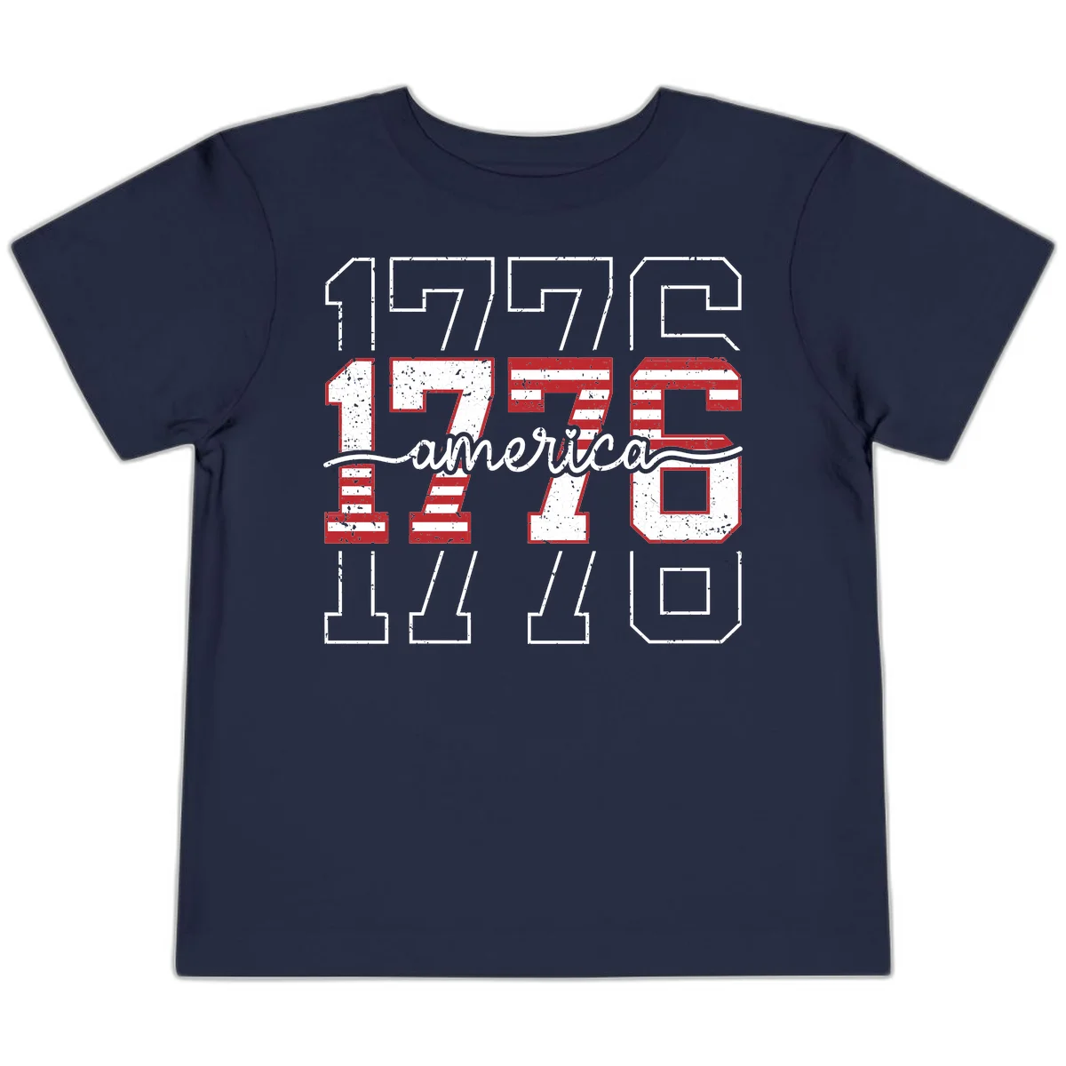 Distressed 1776 Patriotic Heritage Toddler T-Shirt in Navy
